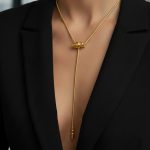 Gold Renk Hasır Zincir Model Asansör Detaylı Kolye