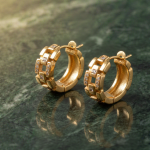 Xuping Zirkon Taşlı Gold Renk Şık Küpe - Görsel 3
